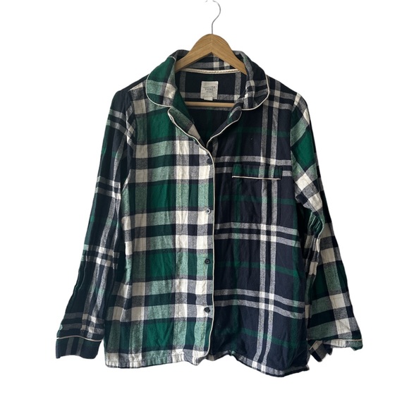 Chelsea Peers cotton revere top pajama in contrast check print - NAVY Medium - Picture 1 of 9